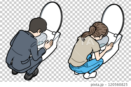 トイレで吐く男女 トイレで吐く男女 120560825