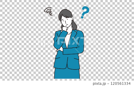 Simple illustration of a woman thinking about business Simple illustration of a woman thinking about business 120561334