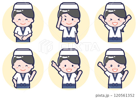 寿司職人の女性のポーズセット_01 寿司職人の女性のポーズセット_01 120561352