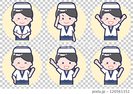 寿司職人の女性のポーズセット_01 寿司職人の女性のポーズセット_01 120561352