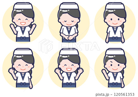 寿司職人の女性のポーズセット_02 120561353