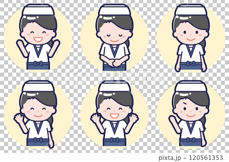 寿司職人の女性のポーズセット_02 120561353