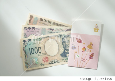 巳年のポチ袋と新紙幣（三種類） 120561490