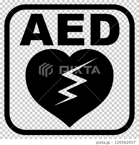 指示 AED 安裝位置的標誌 120562057