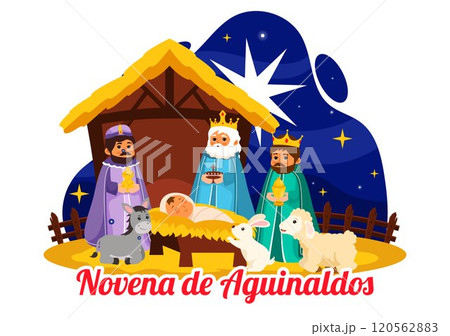 Novena de Aguinaldos Vector Illustration featuring a Holiday Tradition in Colombia, Celebrating Family Gatherings at Christmas in a Flat Background 120562883