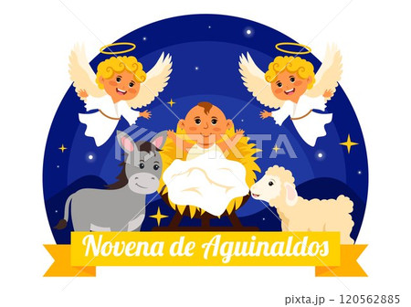 Novena de Aguinaldos Vector Illustration featuring a Holiday Tradition in Colombia, Celebrating Family Gatherings at Christmas in a Flat Background 120562885