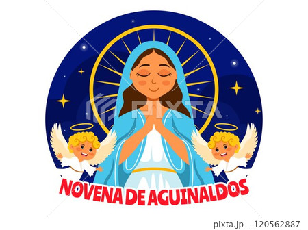 Novena de Aguinaldos Vector Illustration featuring a Holiday Tradition in Colombia, Celebrating Family Gatherings at Christmas in a Flat Background 120562887