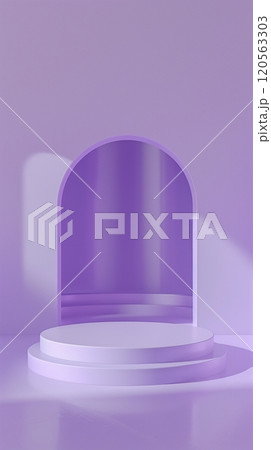 Podium purple stage display showcase product branding story background 120563303