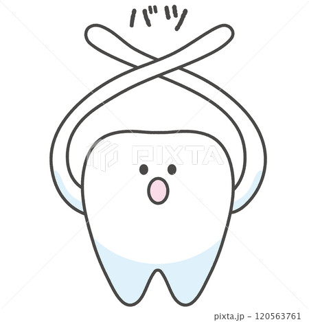 バツする歯のキャラクターイラスト 120563761