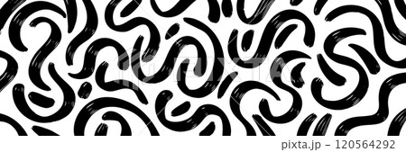 Abstract modern geometric curved Wavy and swirled brush strokes vector  ornament background. abstract shapes in doodle grunge style. 120564292
