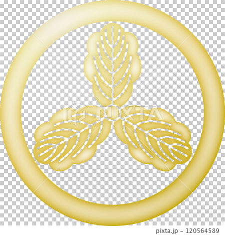 家紋　丸に中柏【金色】 120564589