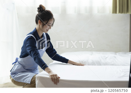 清掃をする綺麗な女性 清掃をする綺麗な女性 120565750