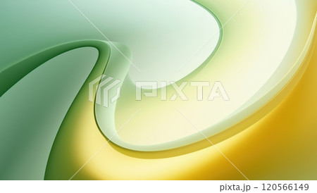 Bright swirls of green and yellow blend seamlessly, creating a dynamic abstract design. The smooth curves and gradients form an inviting visual flow that captivates the viewer. This artwork captures 120566149