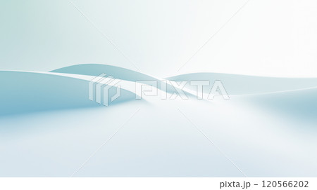 A tranquil landscape features soft, rolling hills bathed in a light blue hue. The background is ethereal and misty, creating a peaceful atmosphere. The gentle curves of the terrain subtly blend into 120566202