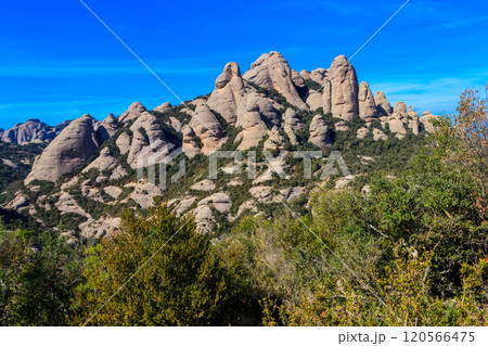 Beautiful view of the mountain of Montserrat in Catalonia, Spain Beautiful view of the mountain of Montserrat in Catalonia, Spain 120566475