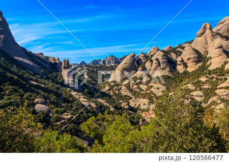 Beautiful view of the mountain of Montserrat in Catalonia, Spain Beautiful view of the mountain of Montserrat in Catalonia, Spain 120566477