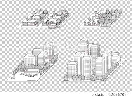 城市景觀的 3D 插圖。 120567093