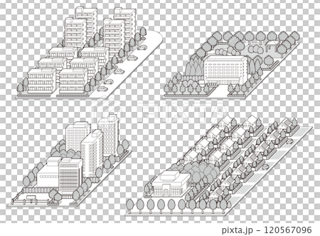 城市景觀的 3D 插圖。 120567096