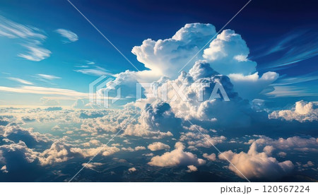 《AI画像》夏の大空と入道雲 120567224