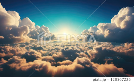 《AI画像》夏の大空と入道雲 120567226