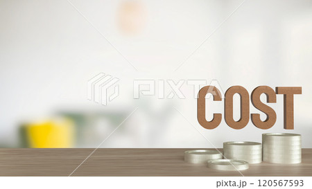 The Cost text and coins for Business concept 3d rendering. The Cost text and coins for Business concept 3d rendering. 120567593