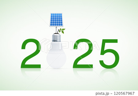 Happy new year 2025 green ecology and saving energy concept 120567967