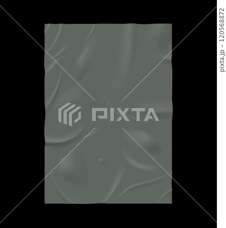 Paper wrinkled poster, glued uneven rectangle grey placard, vector realistic wet paper sheet blank crumpled dark texture 120568872