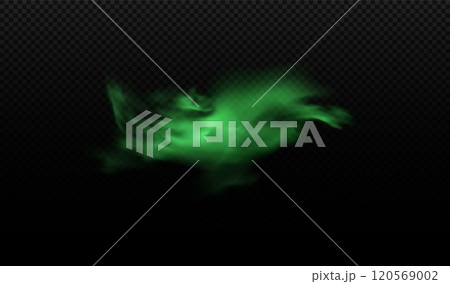Green smoke, bad smell smog, stink cloud fume, stench poison gas, vector realistic chemical toxic fog, steaming vapor Green smoke, bad smell smog, stink cloud fume, stench poison gas, vector realistic chemical toxic fog, steaming vapor 120569002
