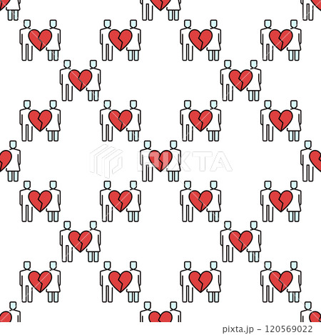 Boy and Girl with Broken Heart vector colored seamless pattern 120569022
