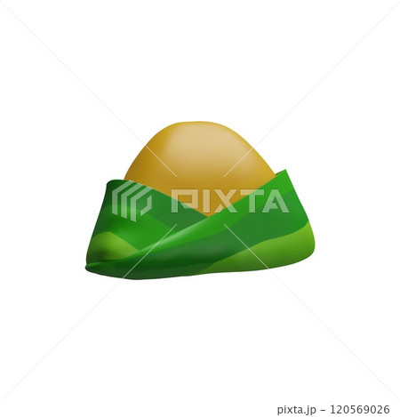 Vector 3d illustration with rice dumplings - zongzi, which are wrapped in green bamboo leaves. Vector 3d illustration with rice dumplings - zongzi, which are wrapped in green bamboo leaves. 120569026