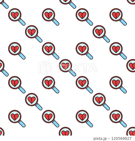Broken Heart inside Magnifier vector Heartache modern seamless pattern 120569027