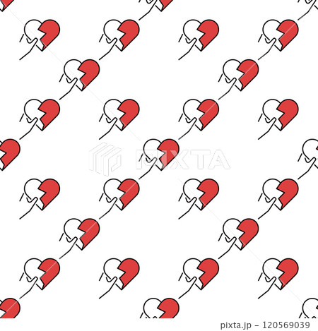 Hand hold Broken Heart vector Romantic Loss colored seamless pattern Hand hold Broken Heart vector Romantic Loss colored seamless pattern 120569039