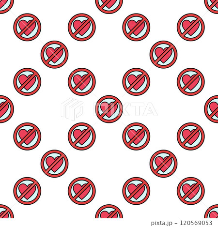 Love Forbidden - Broken Heart Ban vector colorful seamless pattern Love Forbidden - Broken Heart Ban vector colorful seamless pattern 120569053
