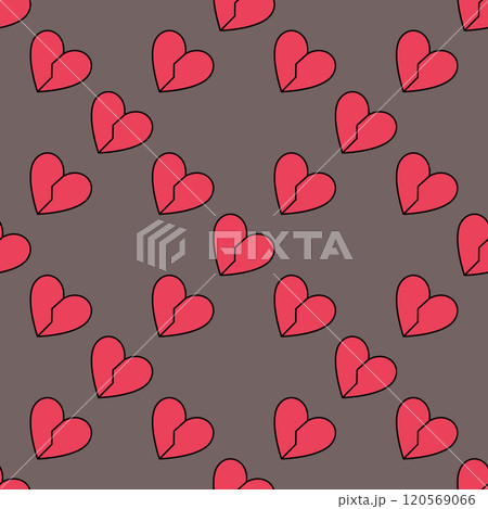 Red Broken Heart vector Relationship End modern seamless pattern 120569066
