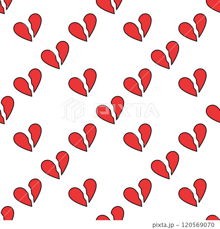 Red Heartbreak vector colored modern seamless pattern 120569070