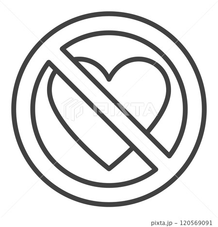 Broken Heart Ban vector Emotional Pain line icon or symbol 120569091