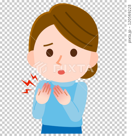 あかぎれ しもやけ 手荒れに悩む女性 イラスト あかぎれ しもやけ 手荒れに悩む女性 イラスト 120569228