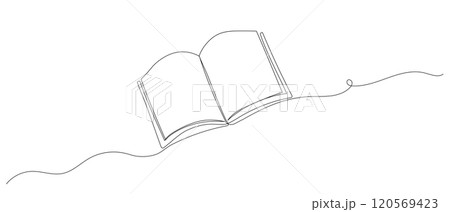 Book one continuous line sketch. Hand drawn doodle vector illustration isolated on white background Book one continuous line sketch. Hand drawn doodle vector illustration isolated on white background 120569423