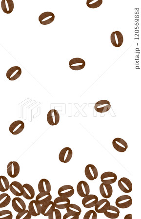 散らばるコーヒー豆の背景イラスト 120569888