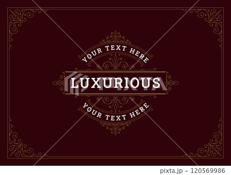 Vintage luxury classic elegant swirl ornate golden greeting card design template vector illustration 120569986