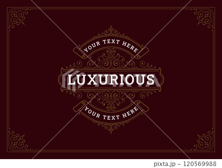Vintage luxury golden flourishes ornament greeting card design template vector illustration 120569988