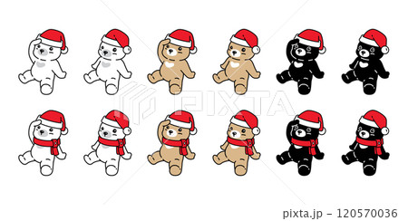 Bear polar icon christmas hat santa claus teddy doll sitting vector pet cartoon character logo symbol illustration clip art isolated design 120570036