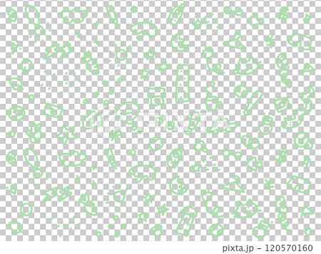 落書きを詰め合わせたような可愛い背景　月　ハート　猫　キラキラ 120570160