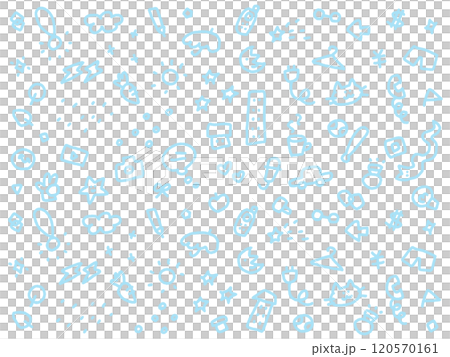 落書きを詰め合わせたような可愛い背景　月　ハート　猫　キラキラ 120570161