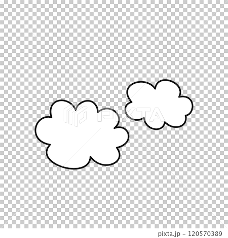 シンプルで可愛い雲のイラスト　白背景　ベクター　主線あり　クリップアート 120570389