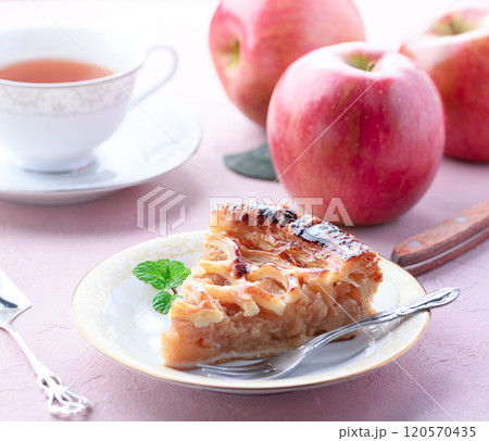 アップルパイ ( カットイメージ )ピンクの背景 アップルパイ ( カットイメージ )ピンクの背景 120570435