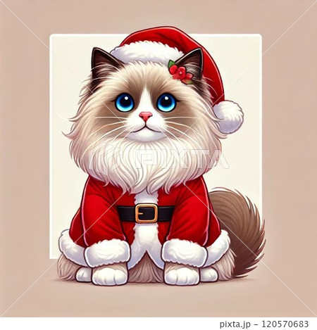 とても可愛い、ラグドールのサンタクロース 120570683