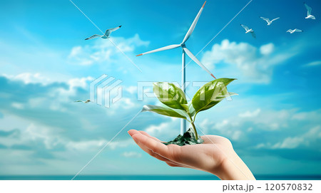 Wind turbines for the production of green energy. AI Generated 120570832