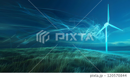 Wind turbines for the production of green energy. AI Generated Wind turbines for the production of green energy. AI Generated 120570844