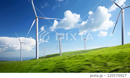 Wind turbines for the production of green energy. AI Generated 120570927